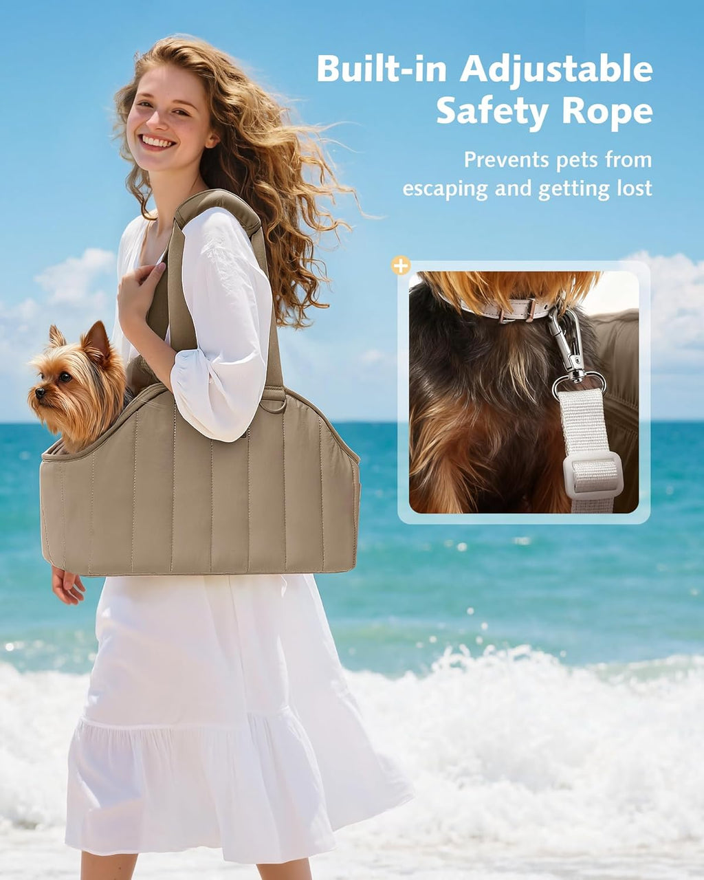 ​​ Dog Purse Carrier, Lightweight Dog Carriers for Small Dogs with Large Pockets, Dog Soft-Sided Carriers up to 9Lbs, Pet Carrier for Puppy Cat Rabbit, Suitable for Travel, Subway, Khaki