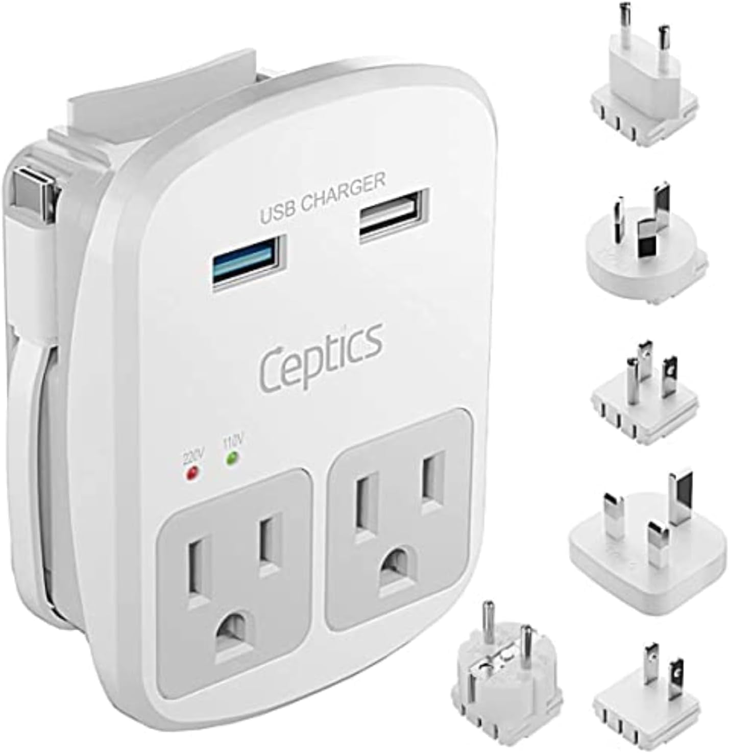Universal Travel Adapter Kit – 2 USA Sockets, 1X USB-A & C, 1X PD 35W Type C Port and Cable, Surge Protected, Plugs for EU, UK, China, AU, Japan - Use with Laptop, Phones, Cameras - ETL Tested