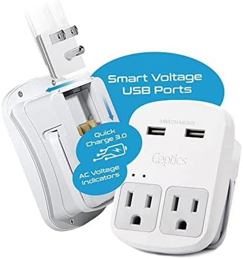 Universal Travel Adapter Kit – 2 USA Sockets, 1X USB-A & C, 1X PD 35W Type C Port and Cable, Surge Protected, Plugs for EU, UK, China, AU, Japan - Use with Laptop, Phones, Cameras - ETL Tested