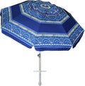 7Ft Heavy Duty High Wind Beach Umbrella Parasols with Sand Anchor & Tilt Sun Shelter, UV 50+ Protection Outdoor Sunshade Umbrellas Carry Bag for Patio Garden Pool Backyard Stripe Blue