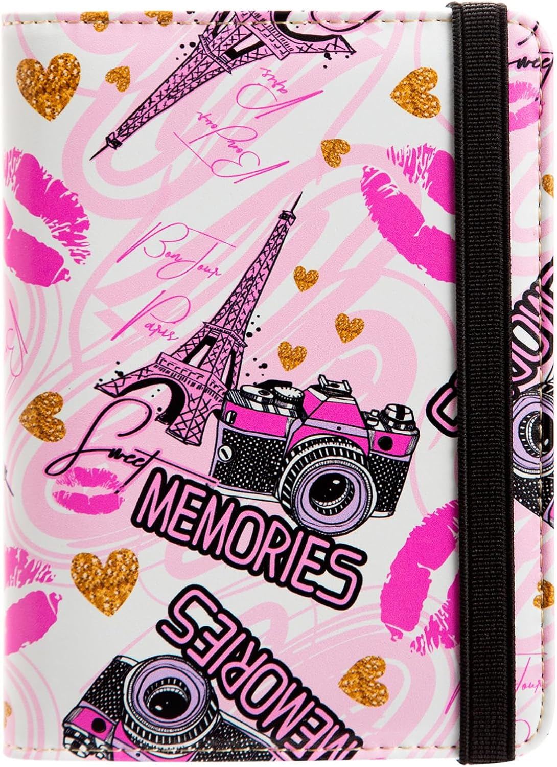 Airtag Passport Holder,Cute Travel Wallet RFID Blocking Anti-Lost Travel Essentials Family Passport Protector Case Credit Card Slots for Women(Eiffel Tower(With Airtag Holder))