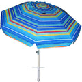 7Ft Heavy Duty High Wind Beach Umbrella Parasols with Sand Anchor & Tilt Sun Shelter, UV 50+ Protection Outdoor Sunshade Umbrellas Carry Bag for Patio Garden Pool Backyard Stripe Blue