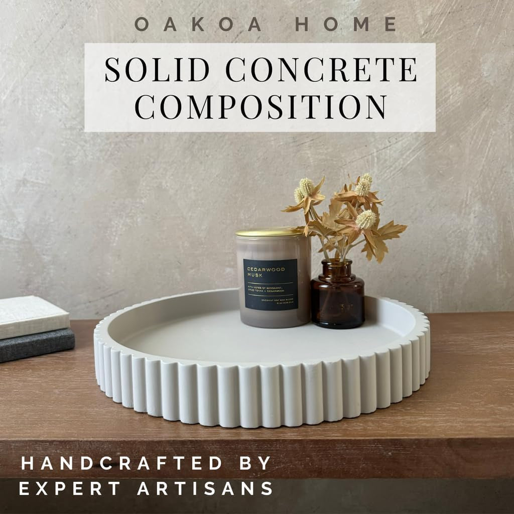round Decorative Tray for Coffee Table Tray Decor - Concrete round Tray Home Decor Tray - Coffee Table Decor - Table Trays Decorative - Centerpiece Tray