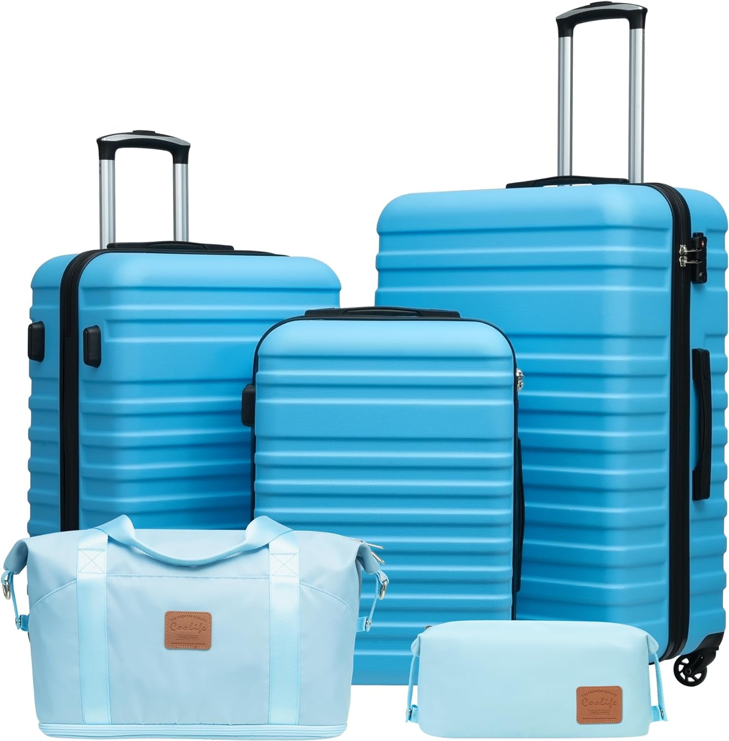 Suitcase Set 3 Piece Carry on Hardside Luggage with TSA Lock Spinner Wheels (White, S(20In))