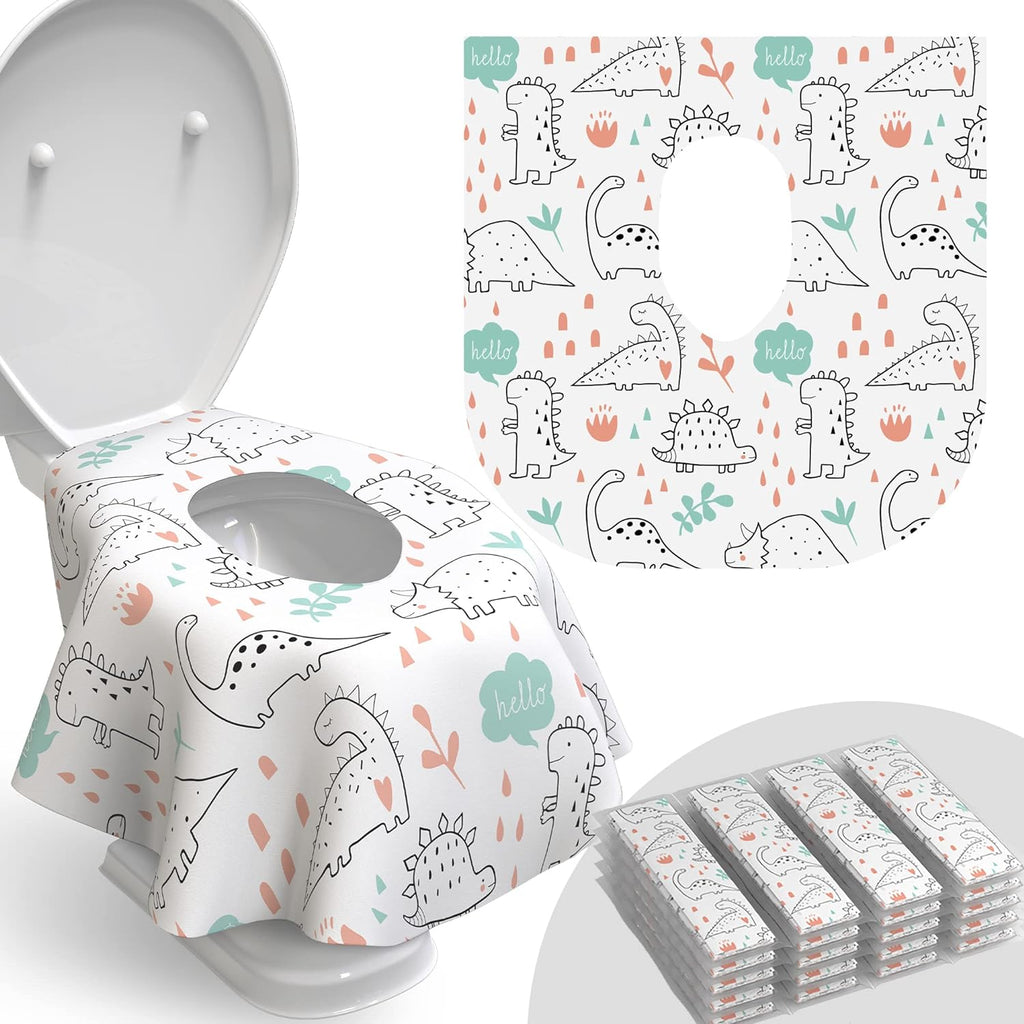 Toilet Seat Covers Disposable - 20 Pack - Waterproof, Ideal for Kids and Adults – Extra Large, Individually Wrapped for Travel, Toddlers Potty Training in Public Restrooms (Waves, 20)