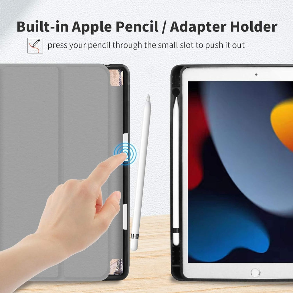 Case for Ipad 9Th/8Th/7Th Generation,Ipad 10.2 Inch Case Smart Folio Ipad 2021/2020/2019 Cover,Trifold Stand,Pencil Holder,Auto Sleep/Wake Up,Cute Aesthetic Designed,Romantic Paris