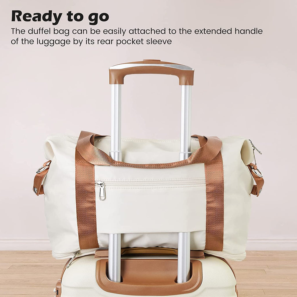 Suitcase Set 3 Piece Carry on Hardside Luggage with TSA Lock Spinner Wheels (White, S(20In))