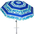 7Ft Heavy Duty High Wind Beach Umbrella Parasols with Sand Anchor & Tilt Sun Shelter, UV 50+ Protection Outdoor Sunshade Umbrellas Carry Bag for Patio Garden Pool Backyard Stripe Blue