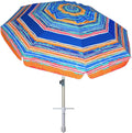 7Ft Heavy Duty High Wind Beach Umbrella Parasols with Sand Anchor & Tilt Sun Shelter, UV 50+ Protection Outdoor Sunshade Umbrellas Carry Bag for Patio Garden Pool Backyard Stripe Blue