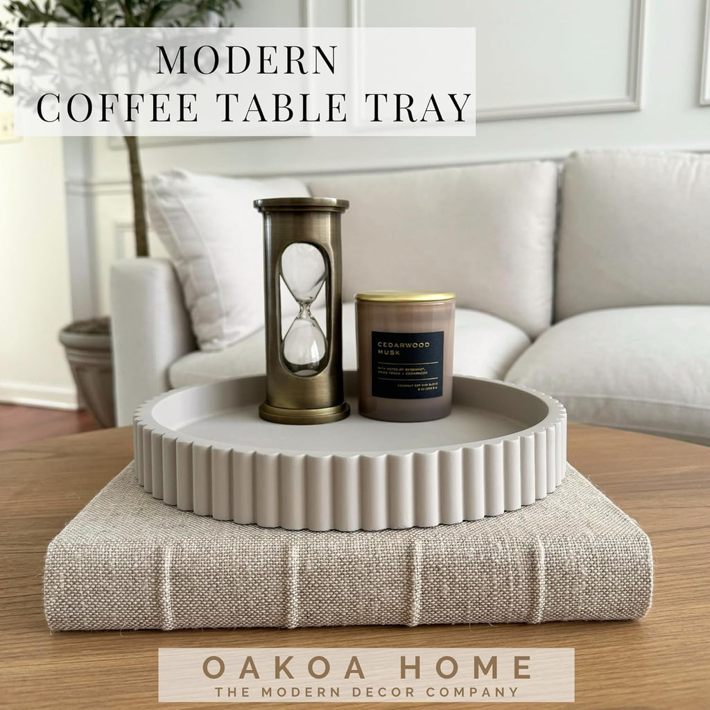 round Decorative Tray for Coffee Table Tray Decor - Concrete round Tray Home Decor Tray - Coffee Table Decor - Table Trays Decorative - Centerpiece Tray