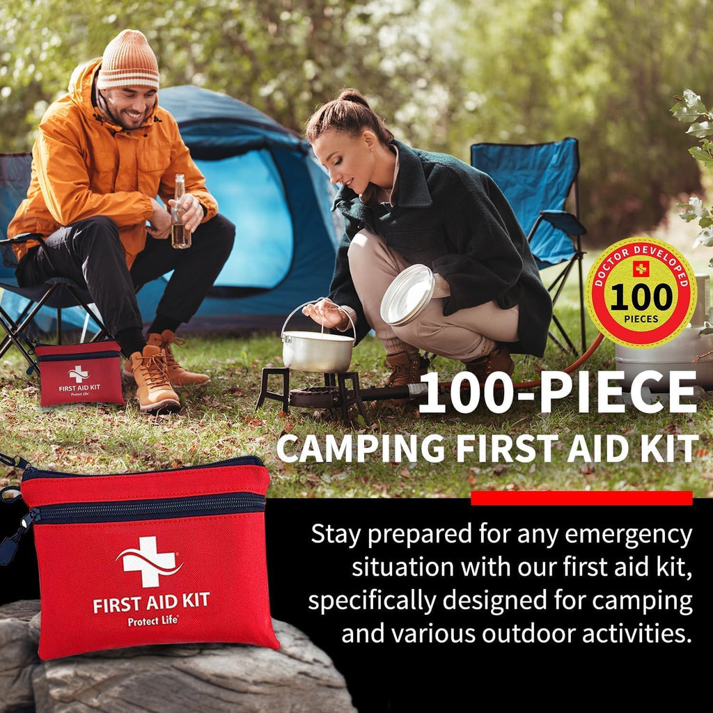First Aid Kit for Home/Business, HSA/FSA Eligible Emergency Kit | Mini Travel First Aid Kit | Camping First Aid Kit Hiking | Small First Aid Kit for Car | Survival Medical Kit - 100Pcs