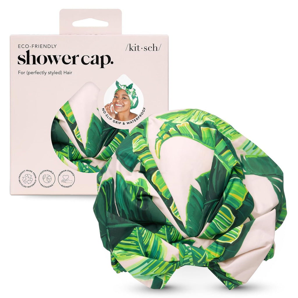 Luxury Shower Caps for Women Reusable Waterproof - Flexi Satin Lined, Large Shower Cap for Men, Non-Slip, Quick-Dry, Adjustable, Stylish Hair Cap for Long & Short Hair - Terracotta Checker