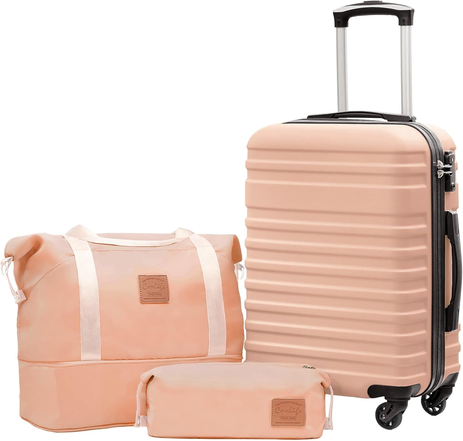Suitcase Set 3 Piece Carry on Hardside Luggage with TSA Lock Spinner Wheels (White, S(20In))
