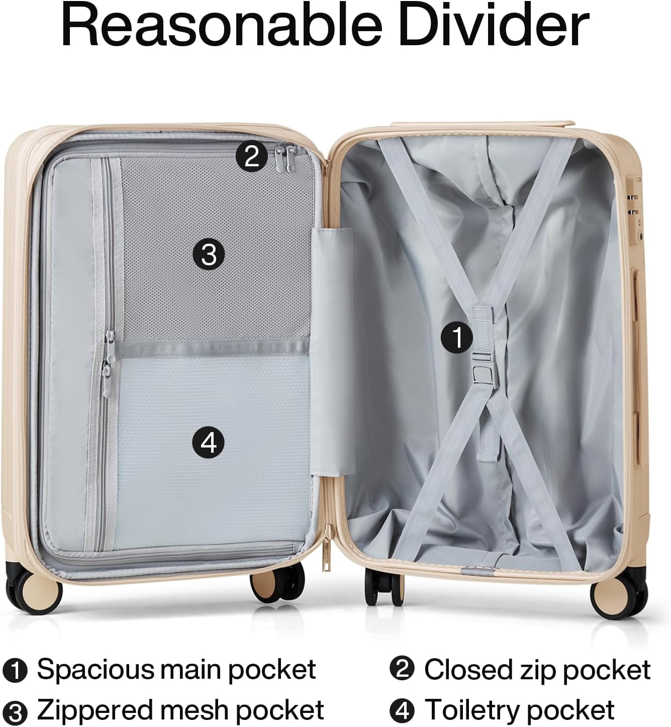 20 Inch Expandable Carry on Luggage 22X14X9 Airline Approved Lightweight PC Hard Shell Suitcases with Wheels Tsa Luggage Rolling Suitcase Travel Luggage Bag for Weekender(Cuba Sand Pink)